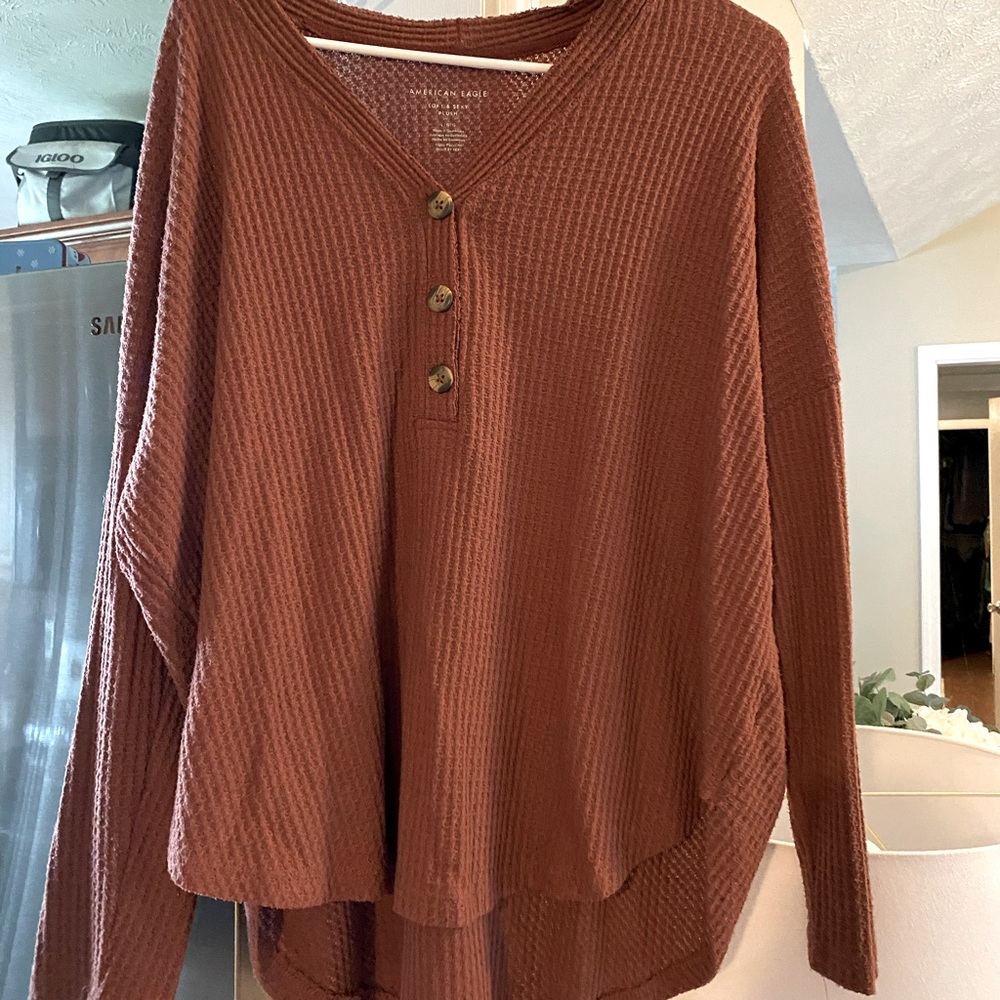 Rust waffle knit